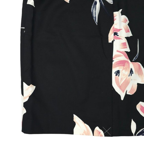 Ann Taylor Factory Floral Pencil Skirt Womens Sz 10 Black Pink Back Zip Slit NEW - Picture 14 of 16